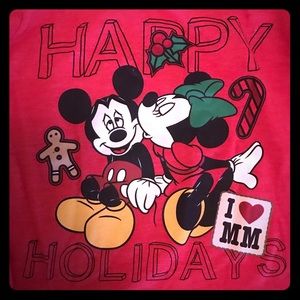 Long sleeve red T-shirt Minnie and Mike Mouse